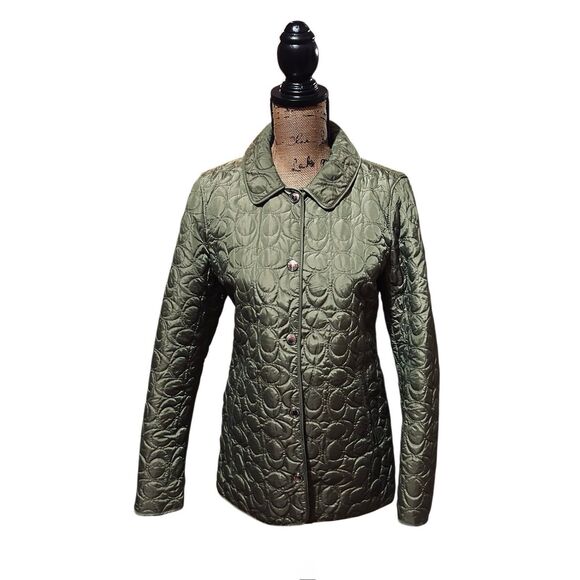 Womens Coach Signature Nylon Quilted Jacket Green Size S - Picture 1 of 6
